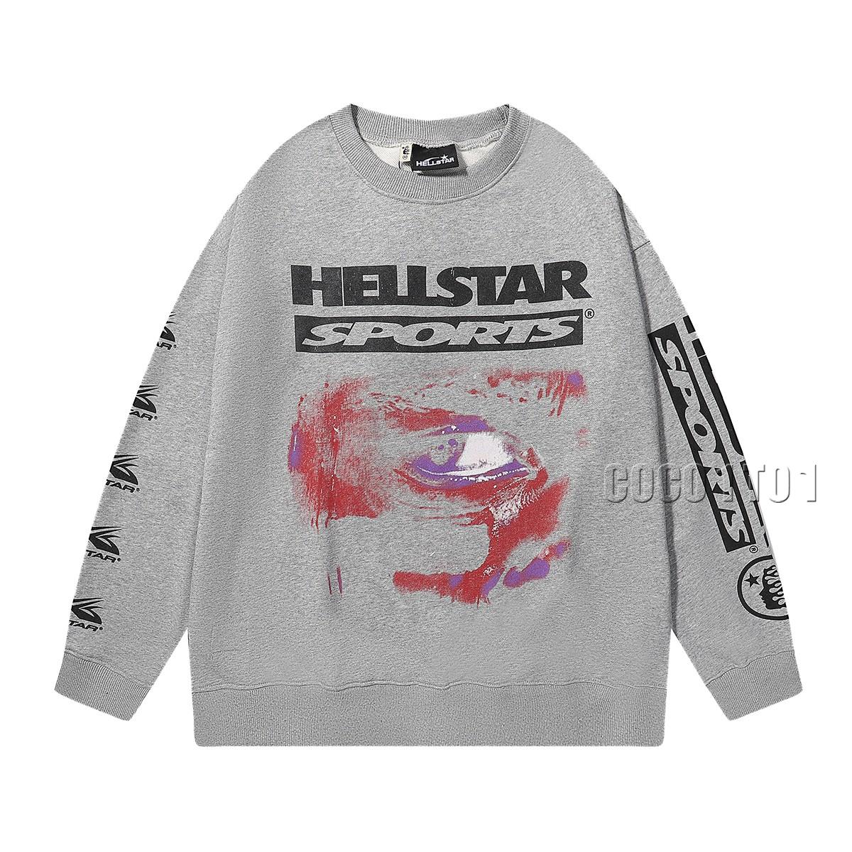 Hellstar eye unicorn arm 96 print round neck sweatshirt gray