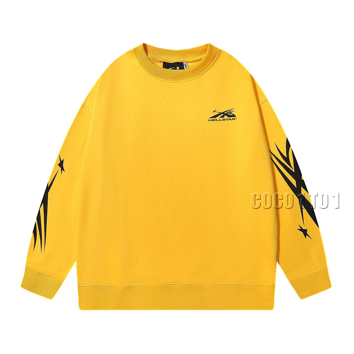 Hellstar unicorn arm print casual round neck sweatshirt Yellow
