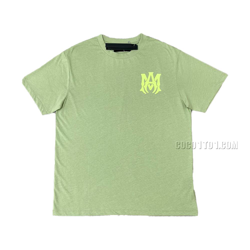 AMIRI new T-shirt short-sleeved rear letter mint green special color paste print
