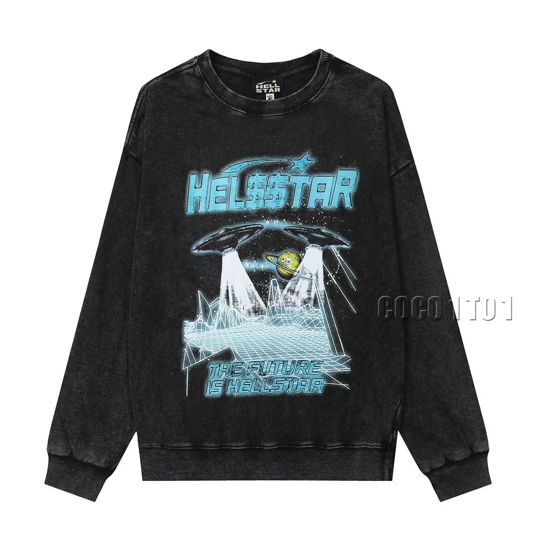 Hellstar Distressed Loose Crewneck Sweatshirt Black