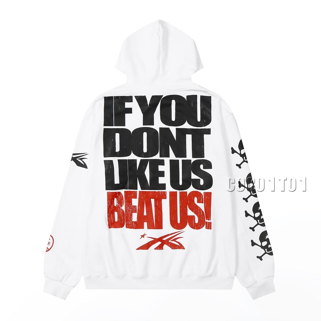 Hellstar Letter Print Loose Hooded Pullover Sweatshirt White