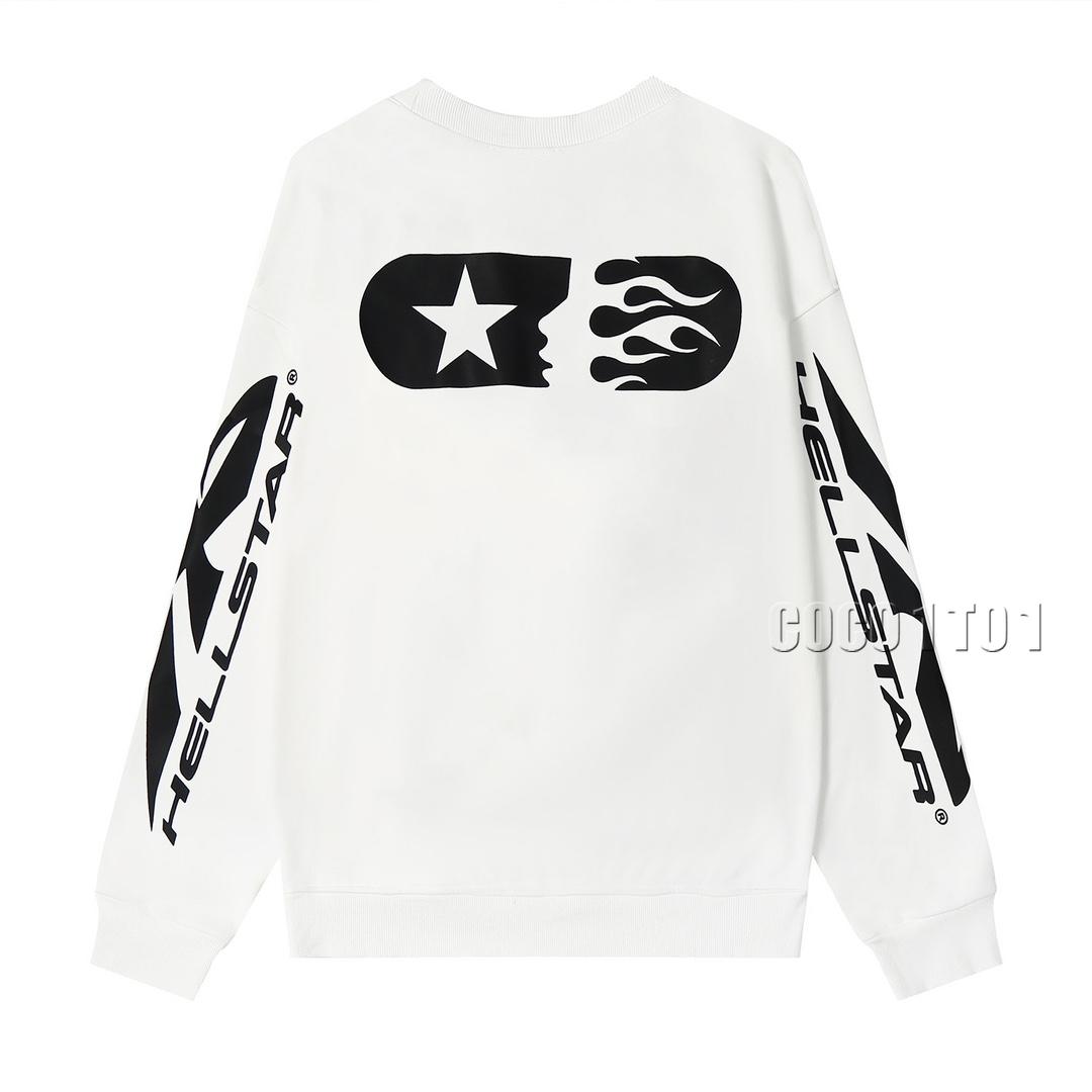 Hellstar Trendy Printed Cotton Crewneck Sweatshirt White