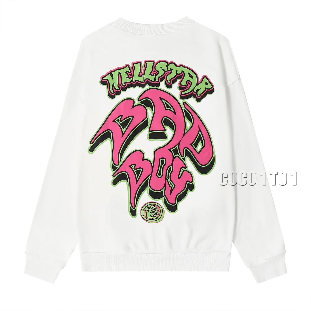 Hellstar Trendy Printed Cotton Crewneck Sweatshirt White