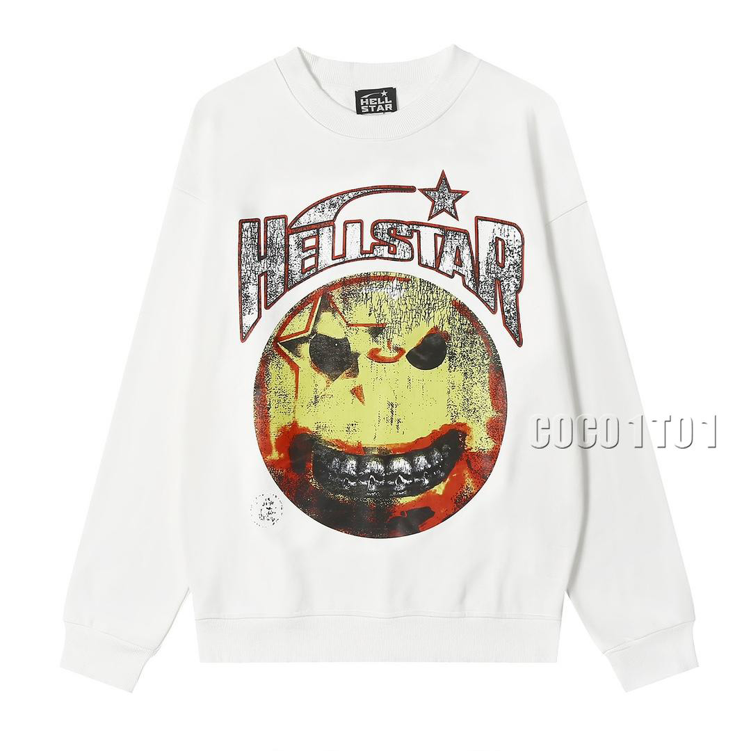 Hellstar Trendy Printed Cotton Crewneck Sweatshirt White
