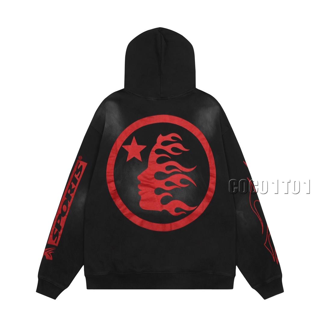 Hellstar Sports Future Flame Hooded Sweatshirt Black Vintage Black