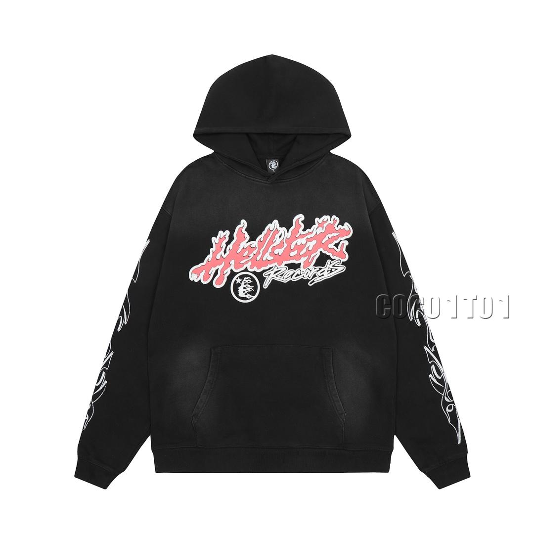 Hellstar Letter Logo Printed Crewneck Sweatshirt Black