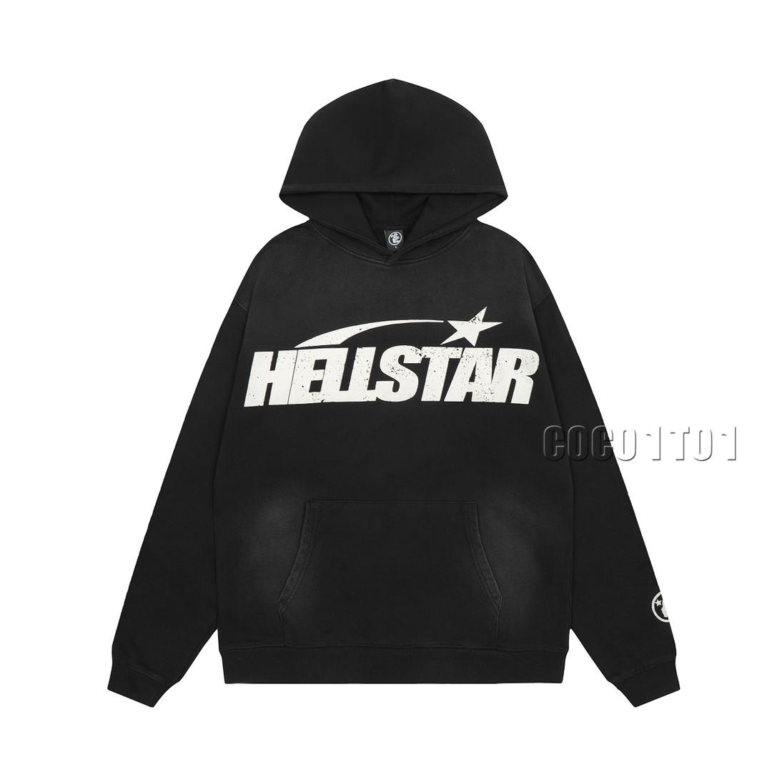 Hellstar letter LOGO print round neck sweatshirt Black