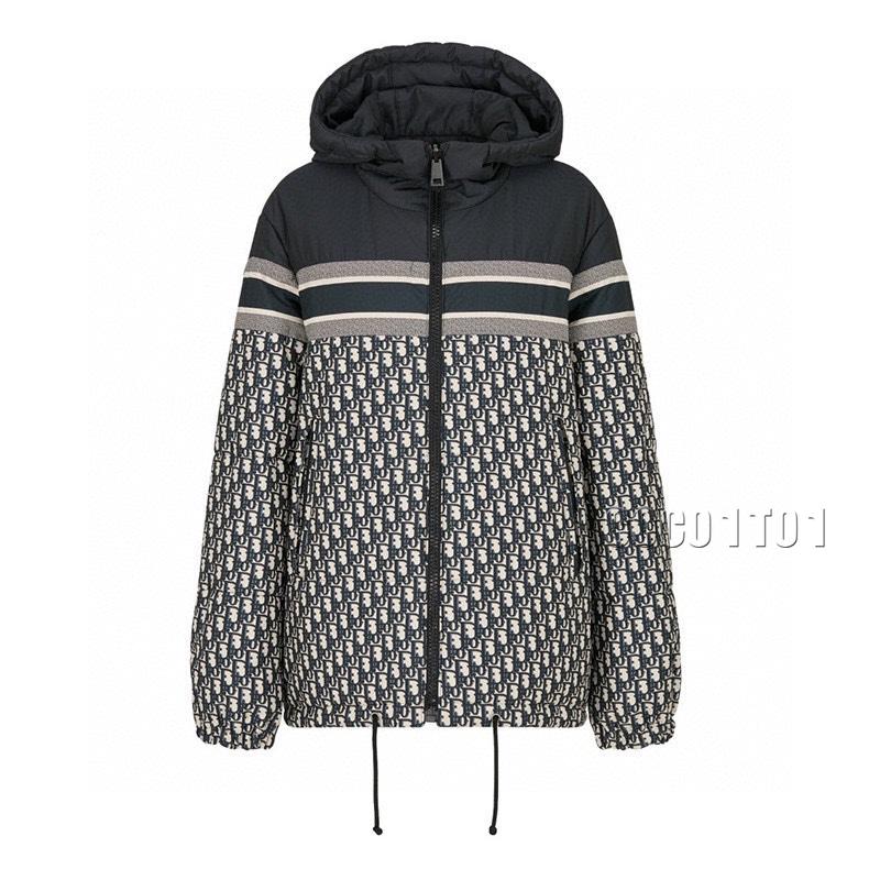 Dior Classic Houndstooth All-Over Print Reversible Down Jacket