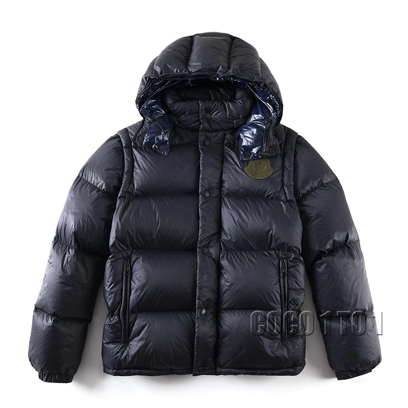 Moncler Cyclone Hooded Detachable Sleeve Down Jacket Black