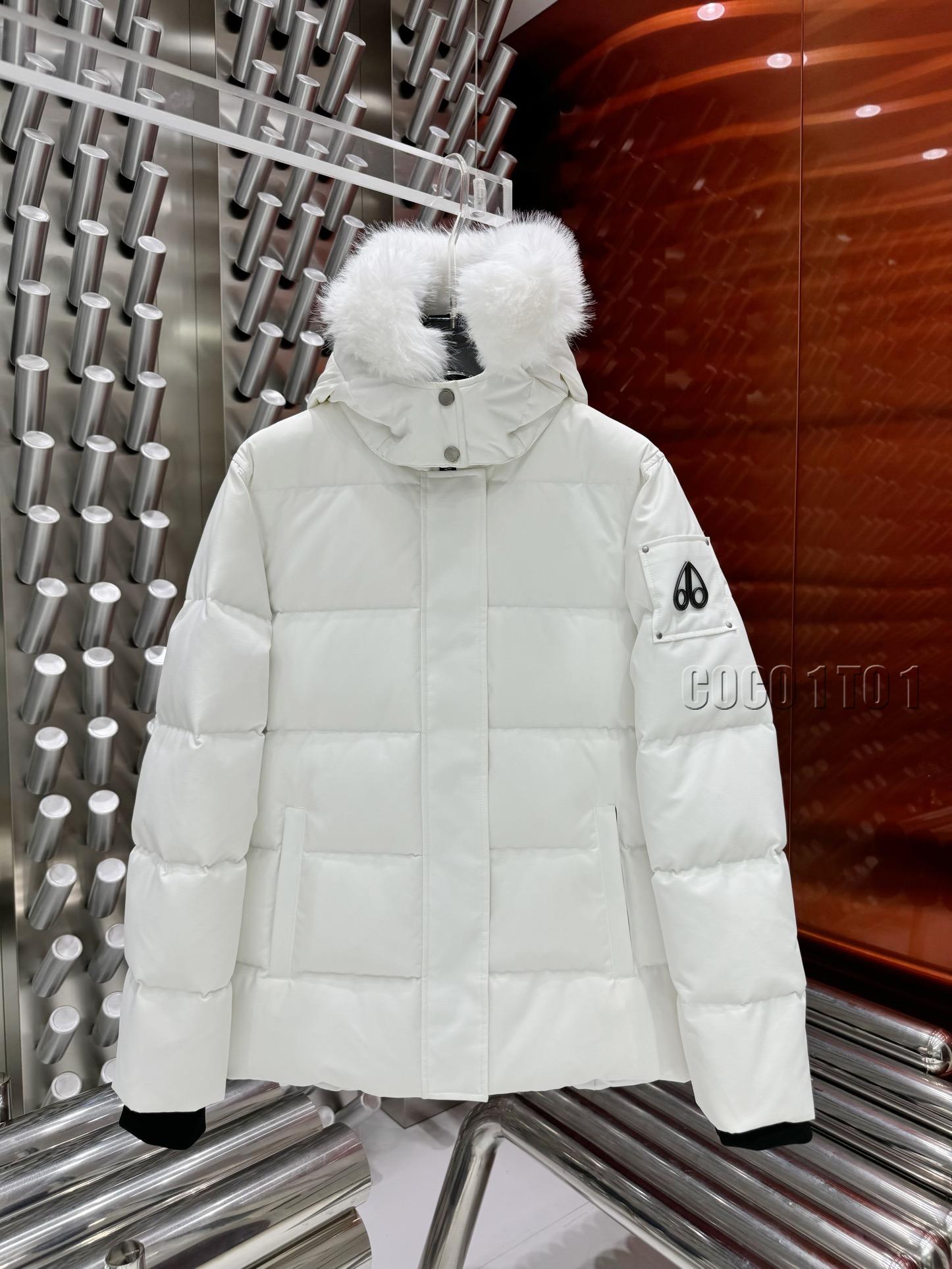 Moose Knuckles Hollow Logo Down Jacket White