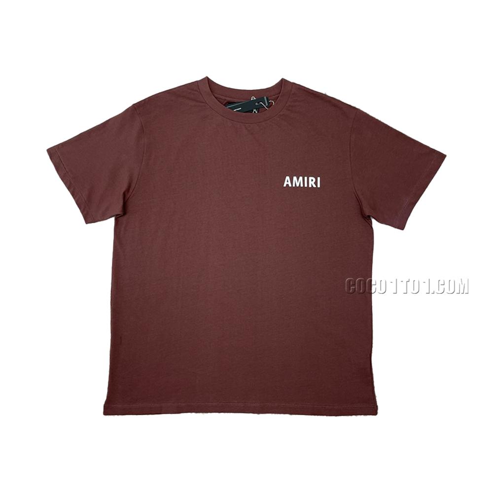 AMIRI new coffee-colored print T-shirt short-sleeved rear logo letter print