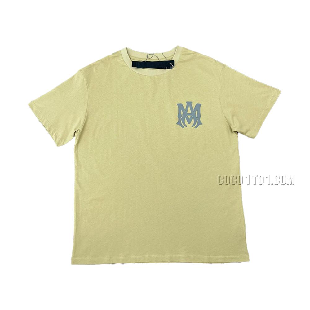 AMIRI new print coffee T-shirt short-sleeved rear wide gray letter print