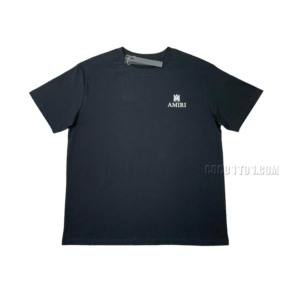 AMIRI new print black letter T-shirt short-sleeved rear wide small logo letter print