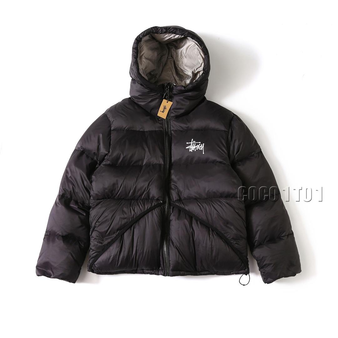 Stussy Grey Lined Hooded Down Jacket