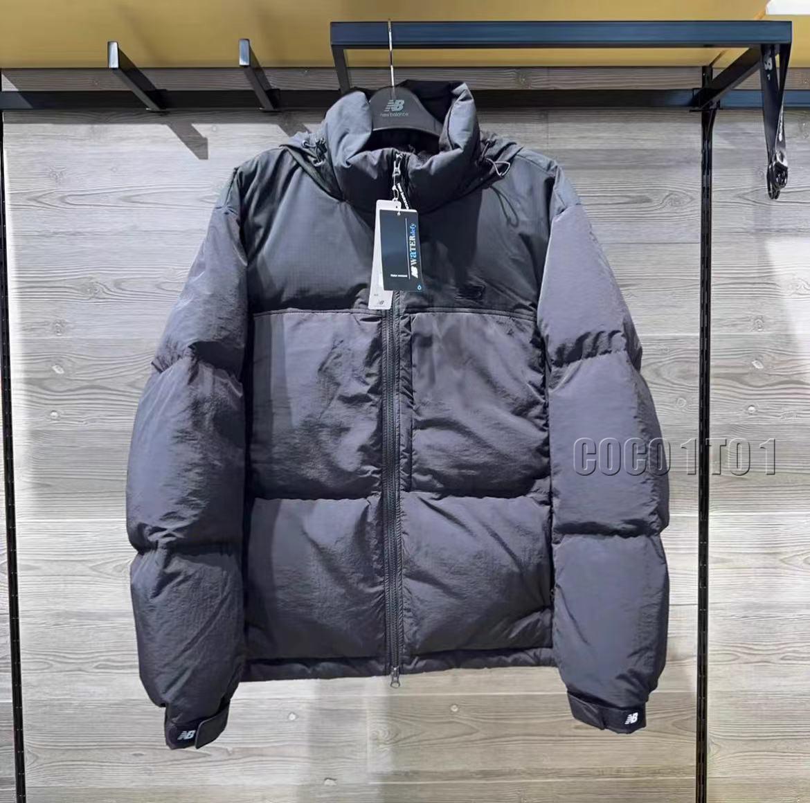 New Balance color-blocked hooded down jacket black