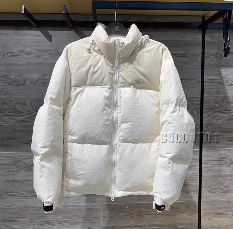 New Balance color-blocked hooded down jacket white