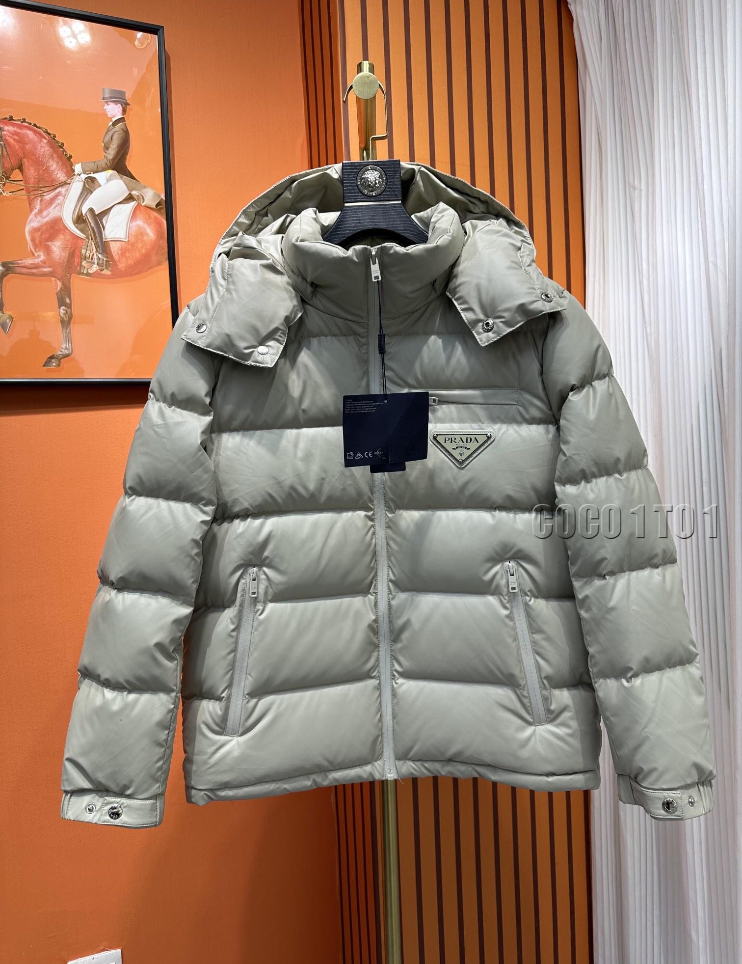 Prada Thick Fleece Down Jacket Grey