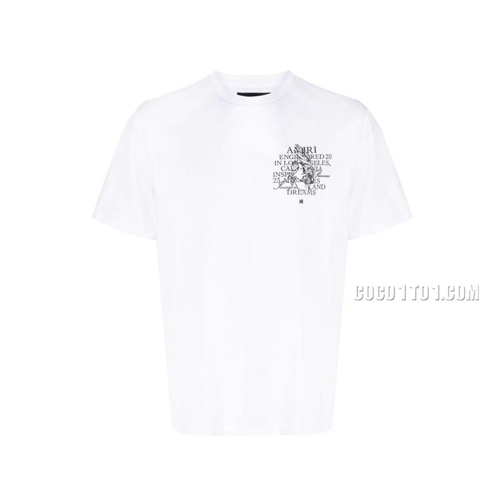AMIRI new print black letter T-shirt short-sleeved rear wide white letter print