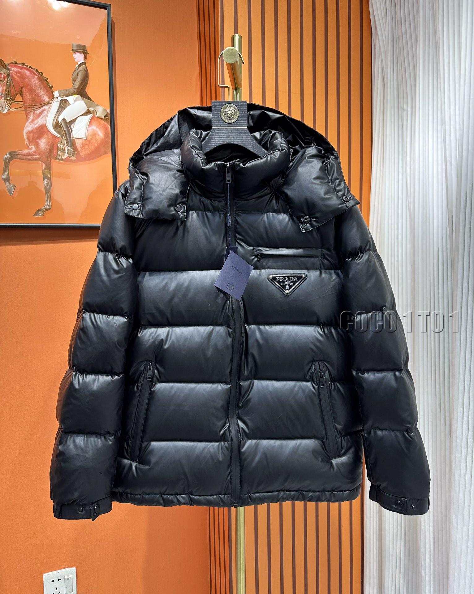 Prada Thick Fleece Down Jacket Black