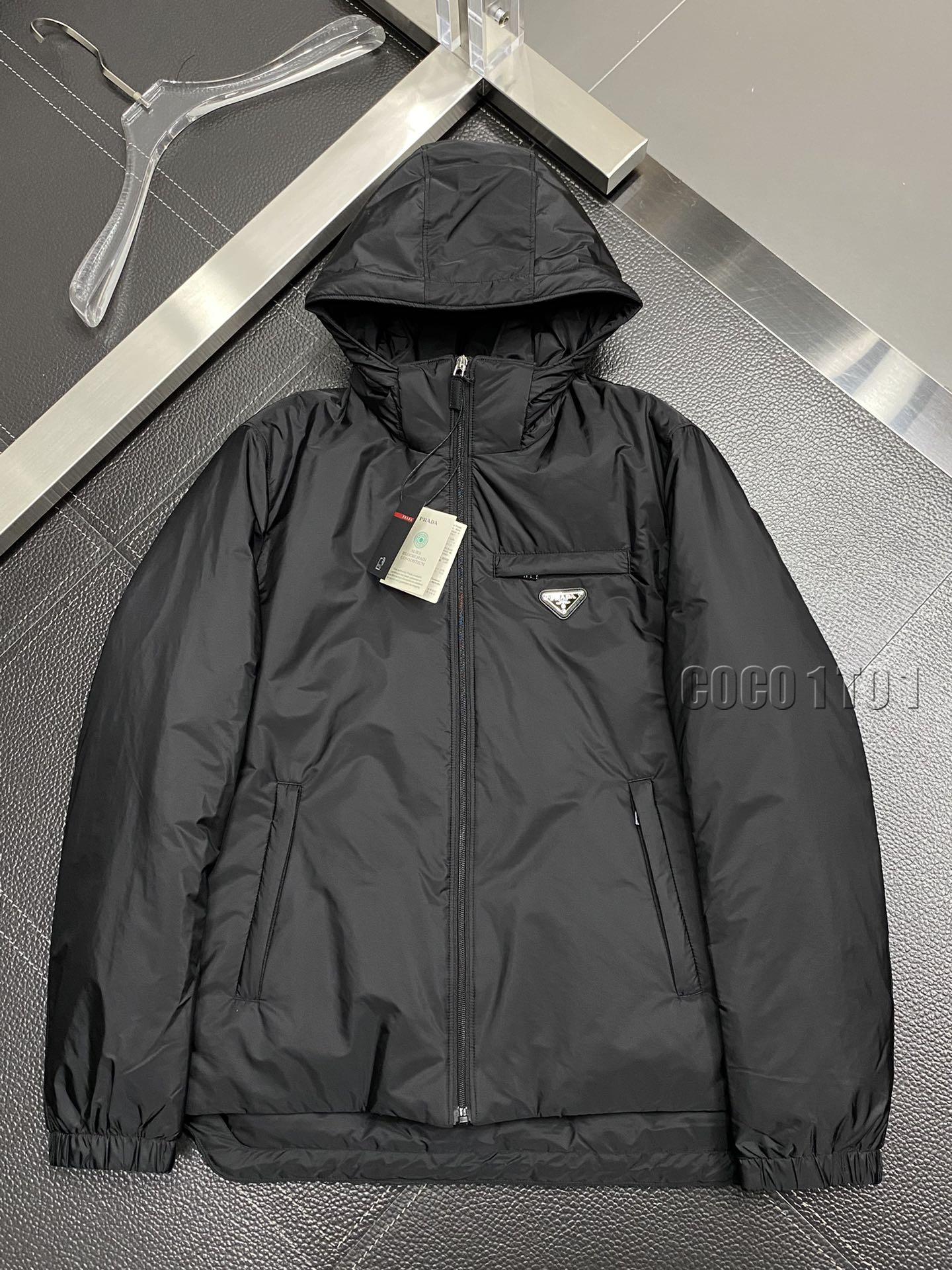 Prada Hooded Down Jacket Black