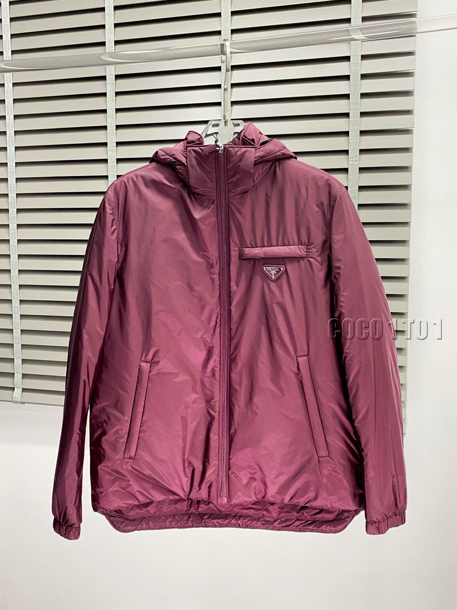 Prada hooded down jacket red
