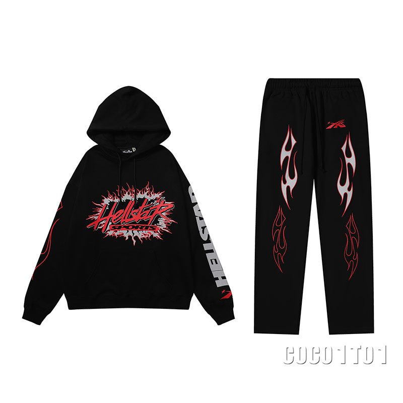 Hellstar Sports Future Flame Hoodie Suit Black