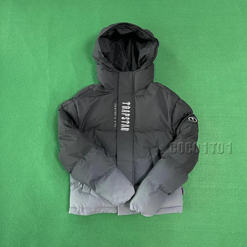 Trapstar Embroidered Windbreaker Hooded Cotton Jacket Gradient Black