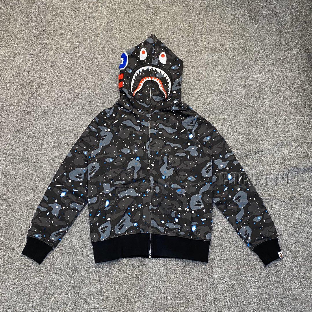 BAPE SPACE CAMO SHARK HOODIE Starry Black