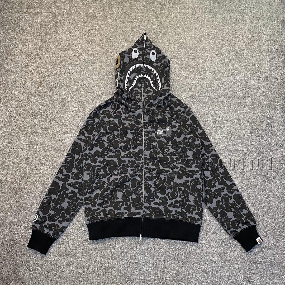 BAPE Camouflage Shark Hoodie Black Gray