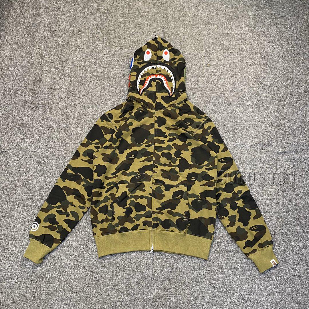 BAPE CAMO SHARK FULL Zip-Up Hoodie Camouflage Green