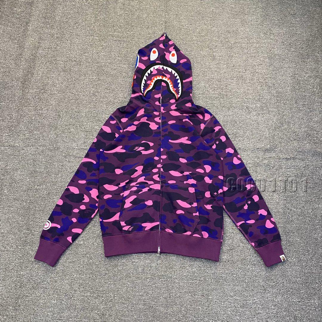 BAPE CAMO SHARK FULL Zip-Up Hoodie Camouflage Purple