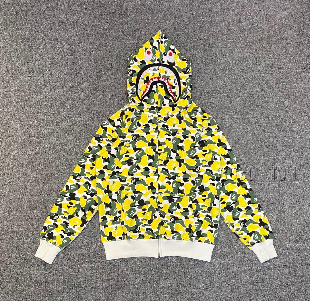 BAPE Black Yellow Camouflage Shark Hoodie