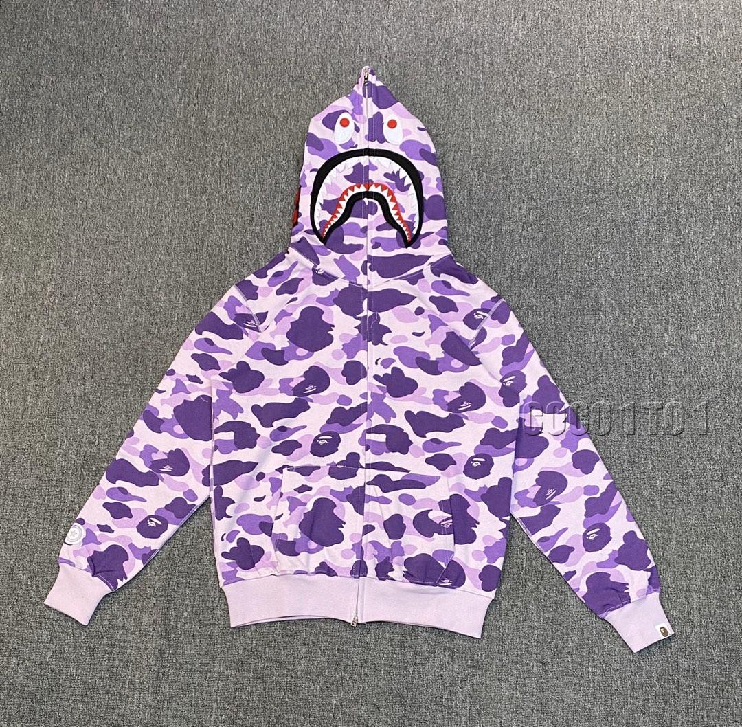 BAPE Taipei Limited Purple Camouflage Classic Shark Zip-Up Hoodie Taro Purple
