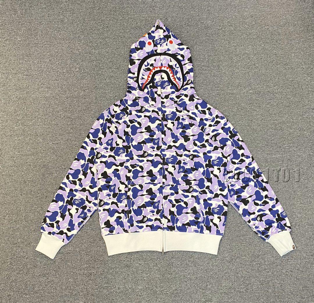 BAPE Violet Camouflage Shark Hoodie