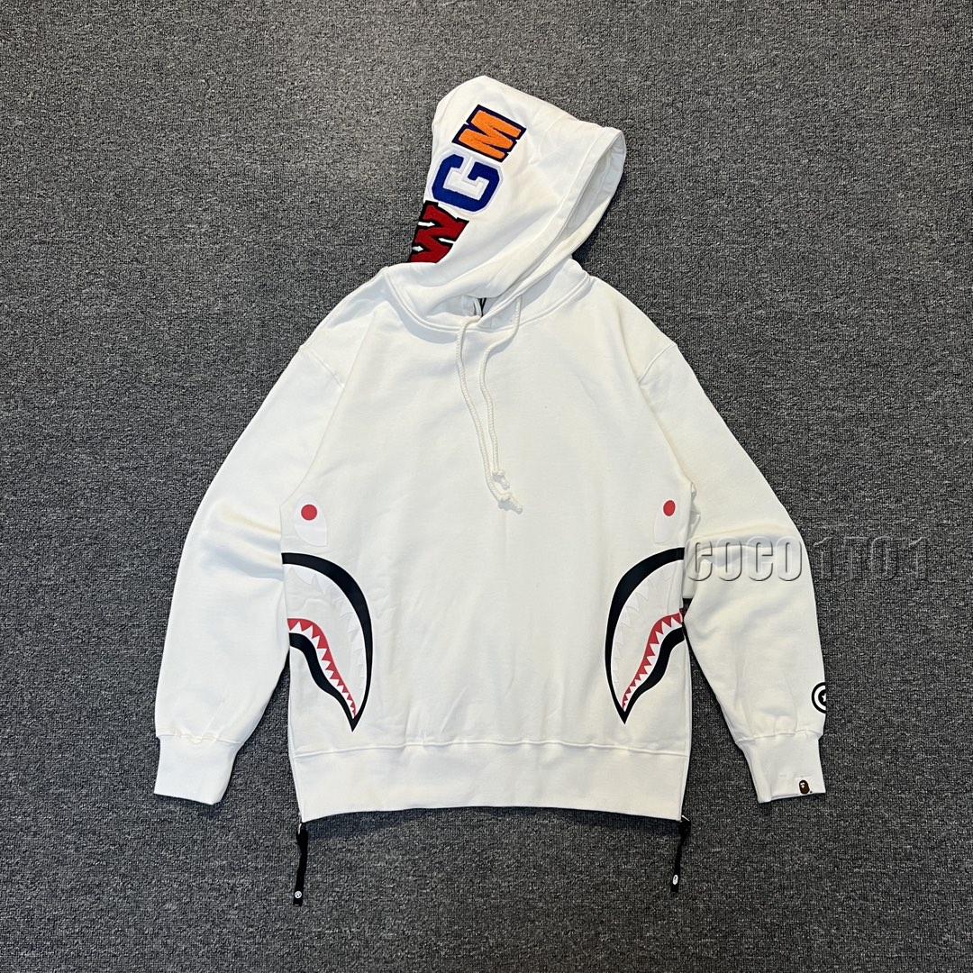 BAPE SIDE ZIP SHARK Shark Hoodie White