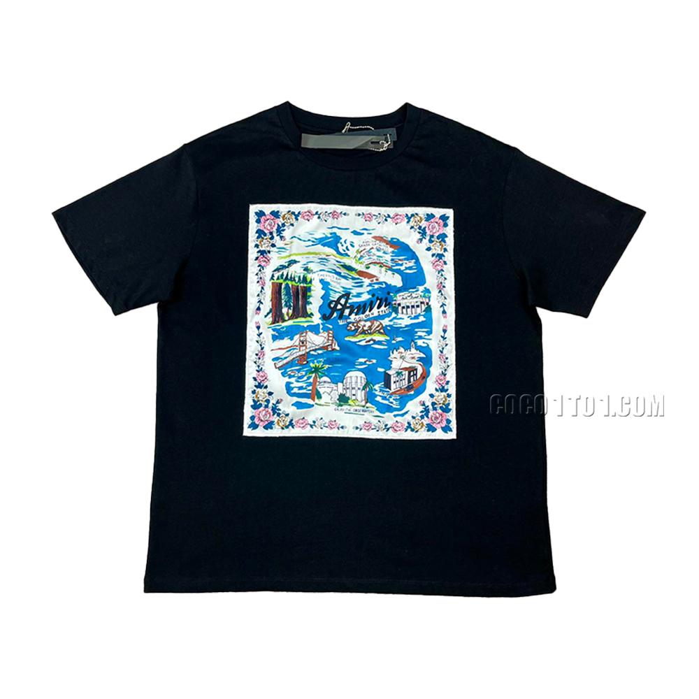 AMIRI New Patchwork Embroidered Short-Sleeve T-Shirt with Patchwork Print and Embroidery