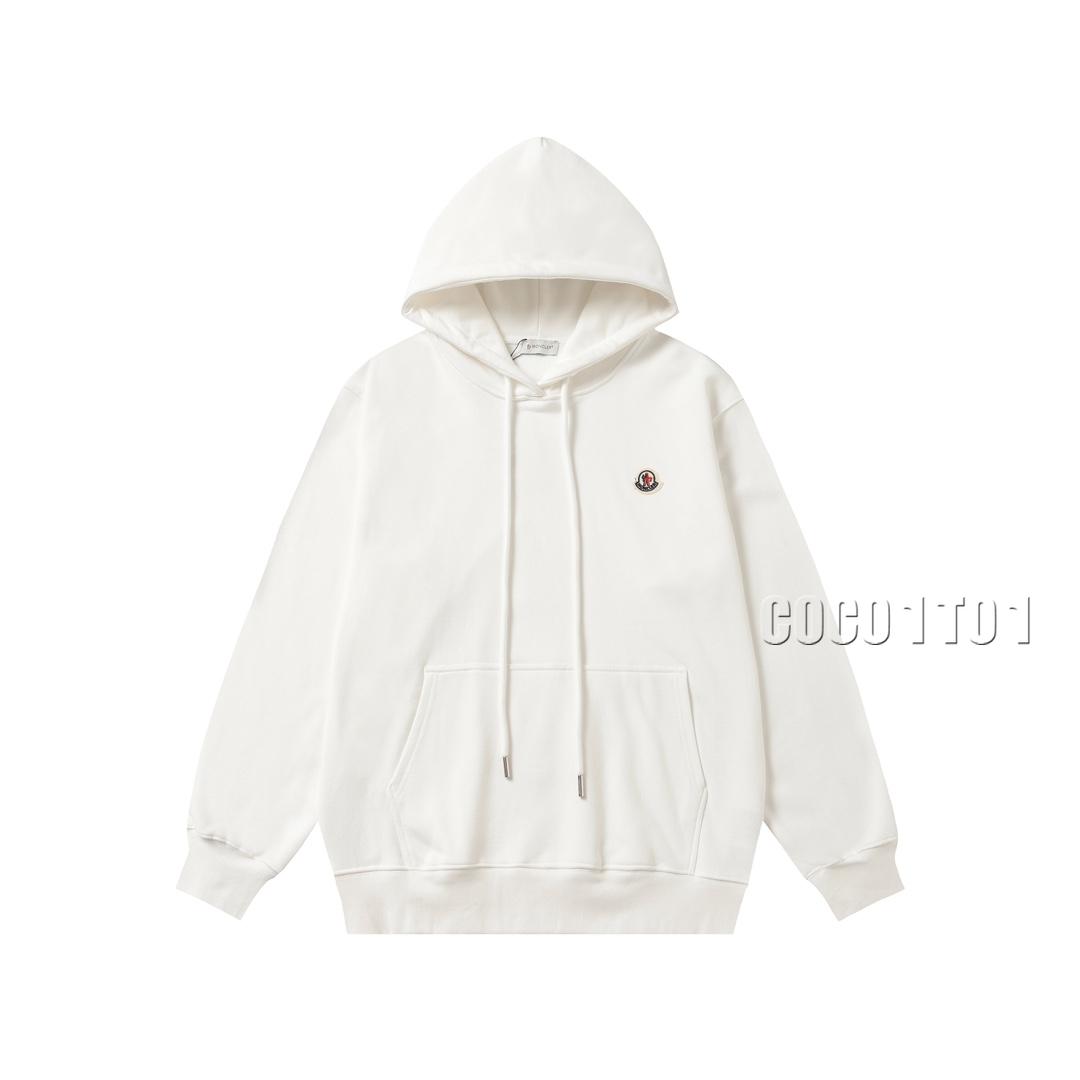 MONCLER Classic Small Logo Embroidered Hoodie White