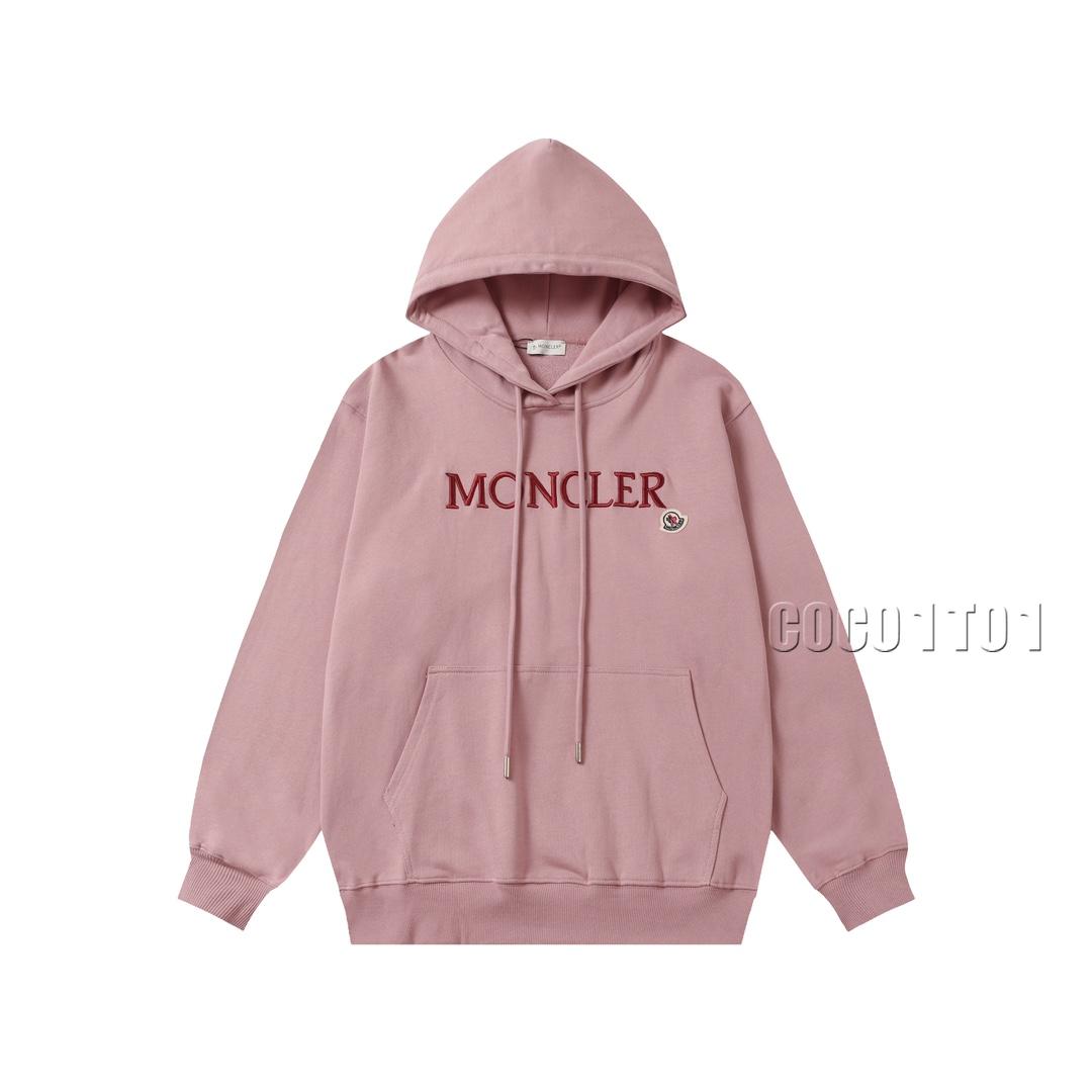MONCLER Embroidered Hoodie Pink