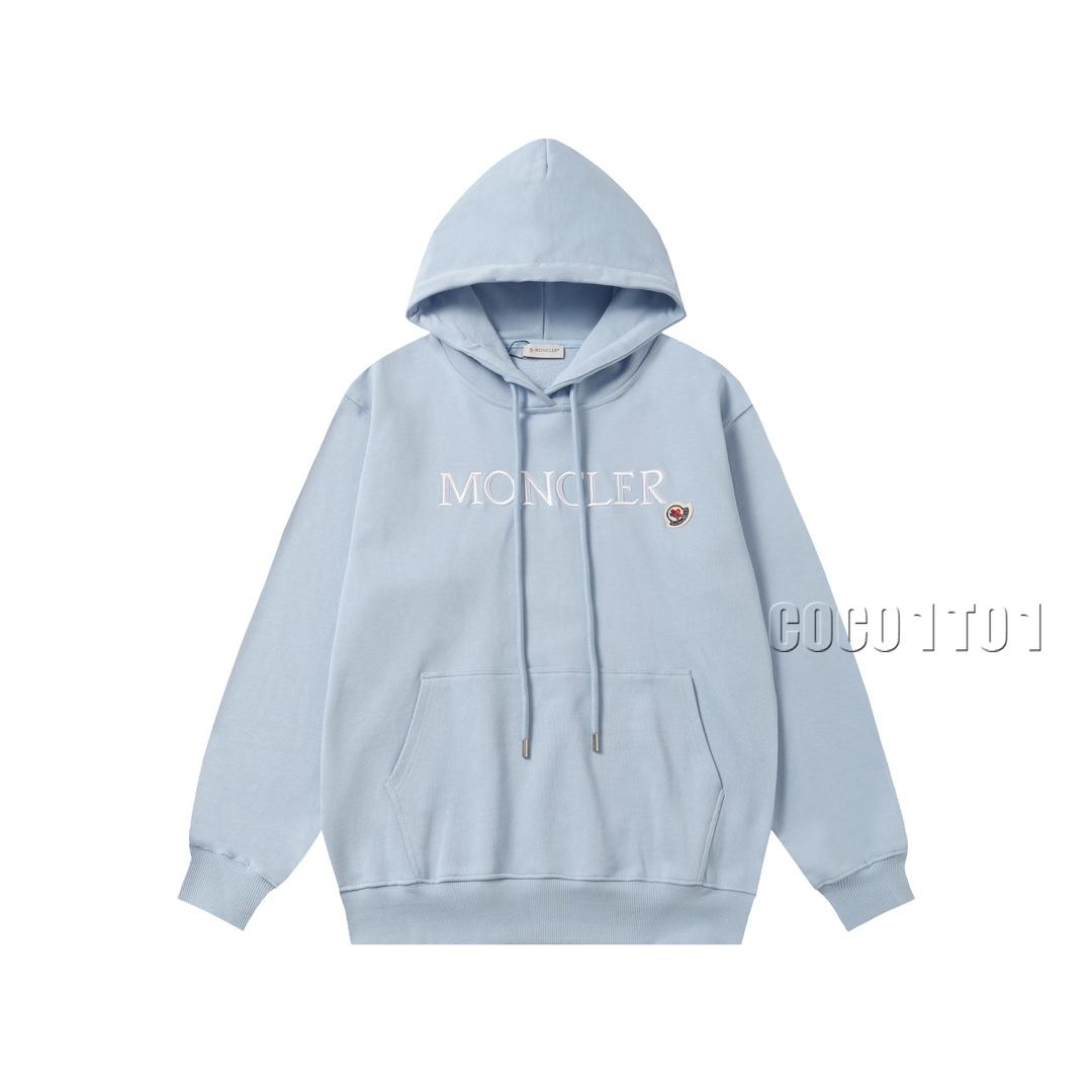 MONCLER Embroidered Hoodie Sky Blue
