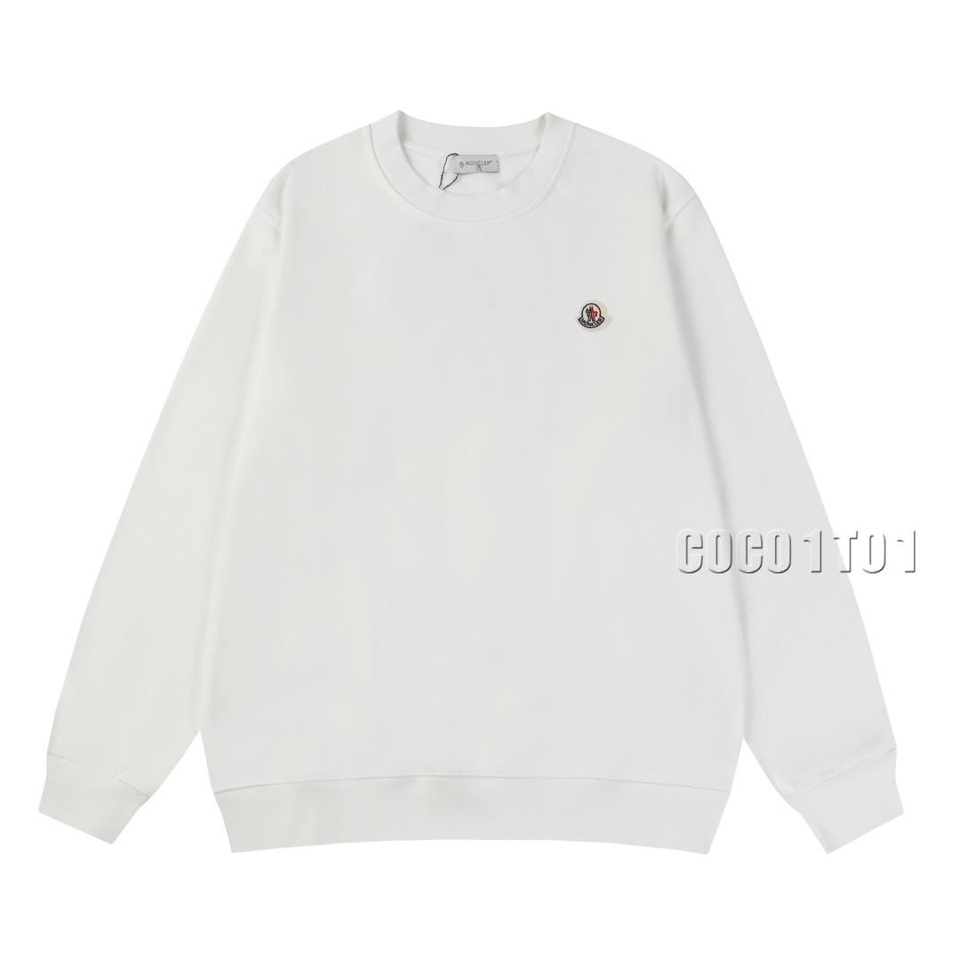 MONCLER Small Logo Embroidered Crewneck Hoodie White