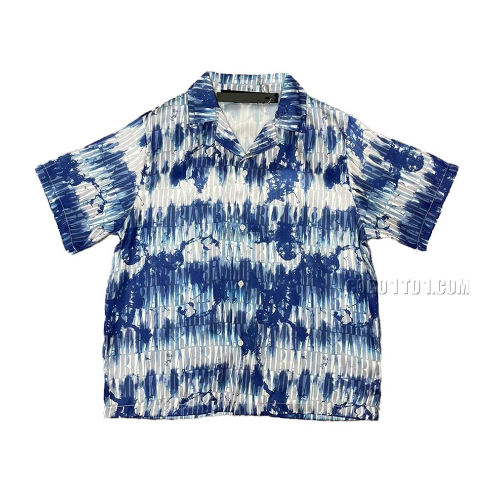 AMIRI New Silk Fabric Short-Sleeve T-Shirt with Silk Fabric Panel Positioning Print