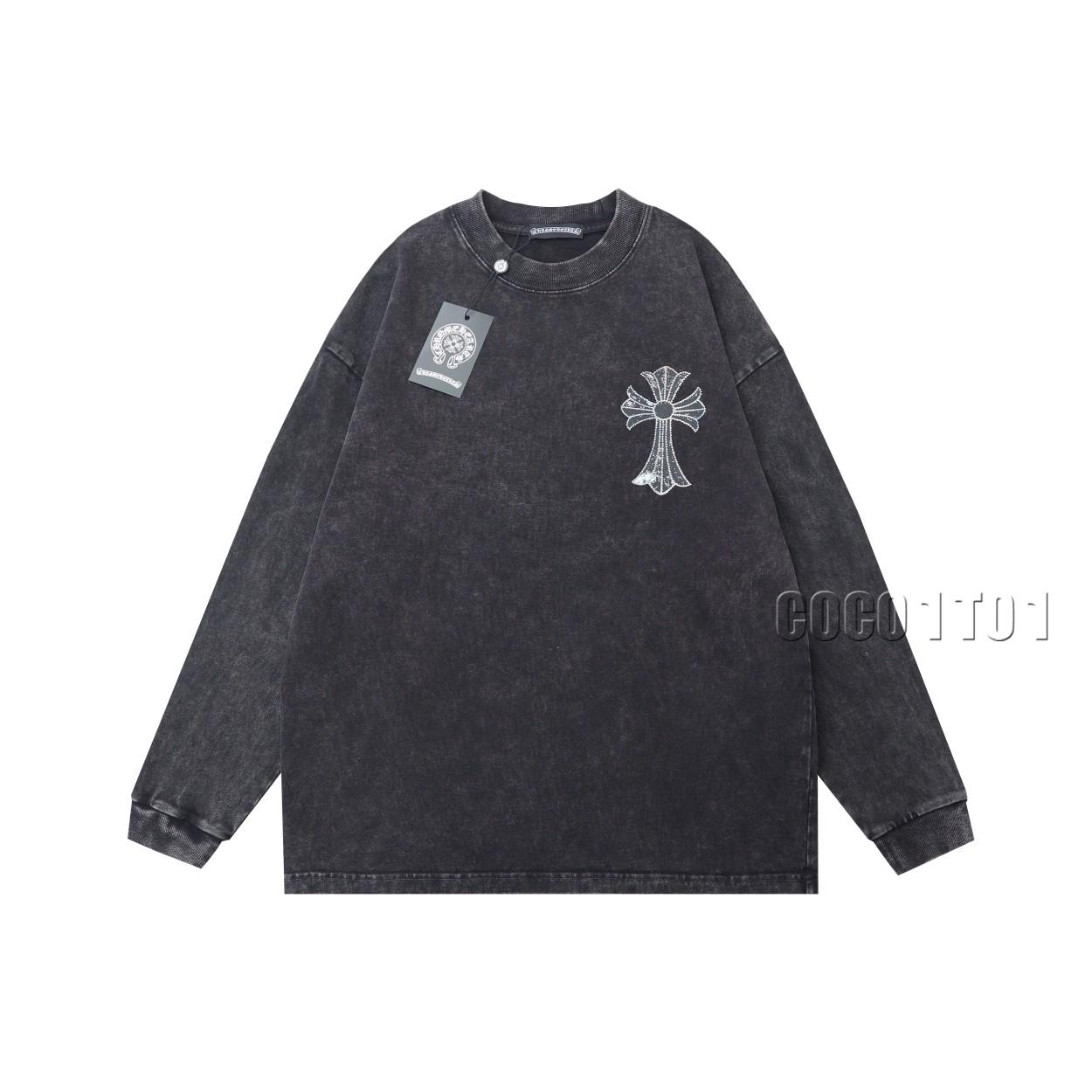 Chrome Hearts Cross Letter Print Long Sleeve Crewneck Sweatshirt Black