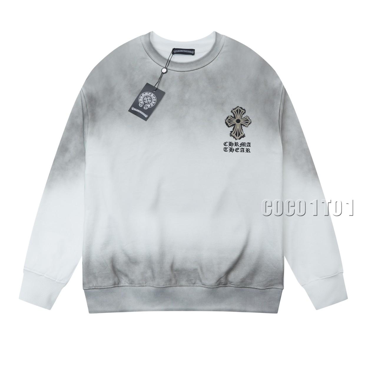 Chrome Hearts Cross Print Velour Letter Pullover Crewneck Sweatshirt White