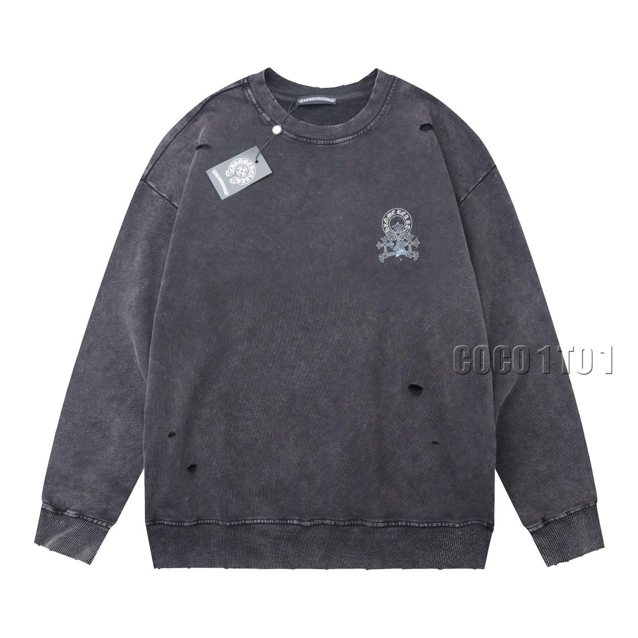 Chrome Hearts Cross Print Letter Pullover Crewneck Sweatshirt Black