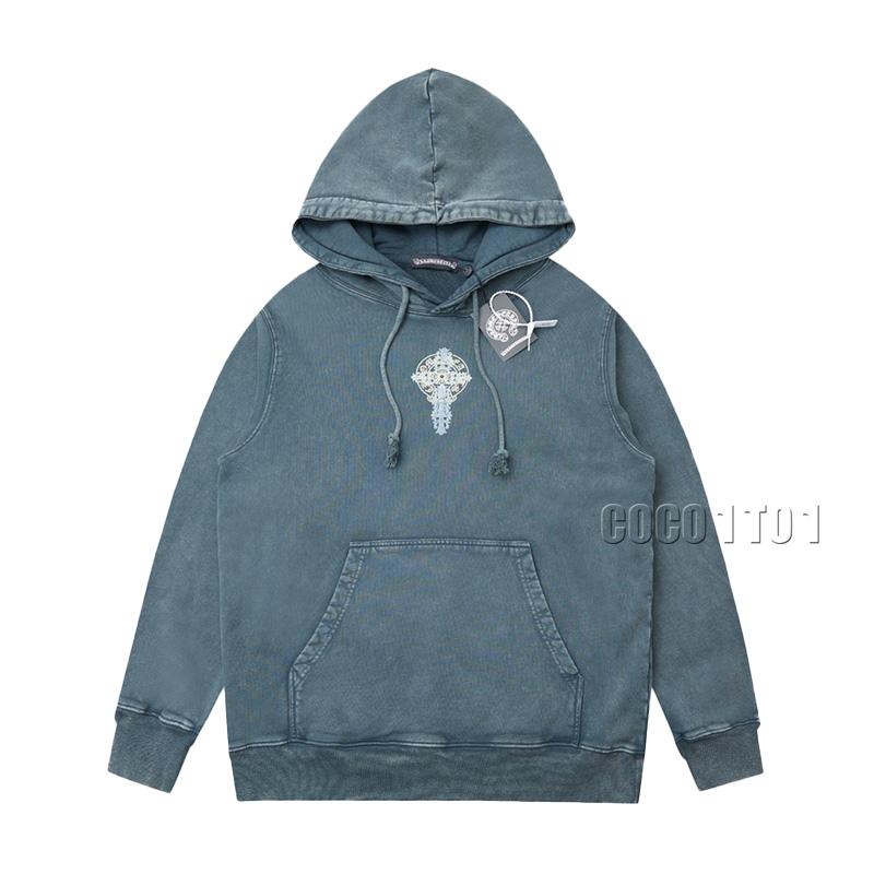 Chrome Hearts Cross Letter Print Hoodie Iron Grey