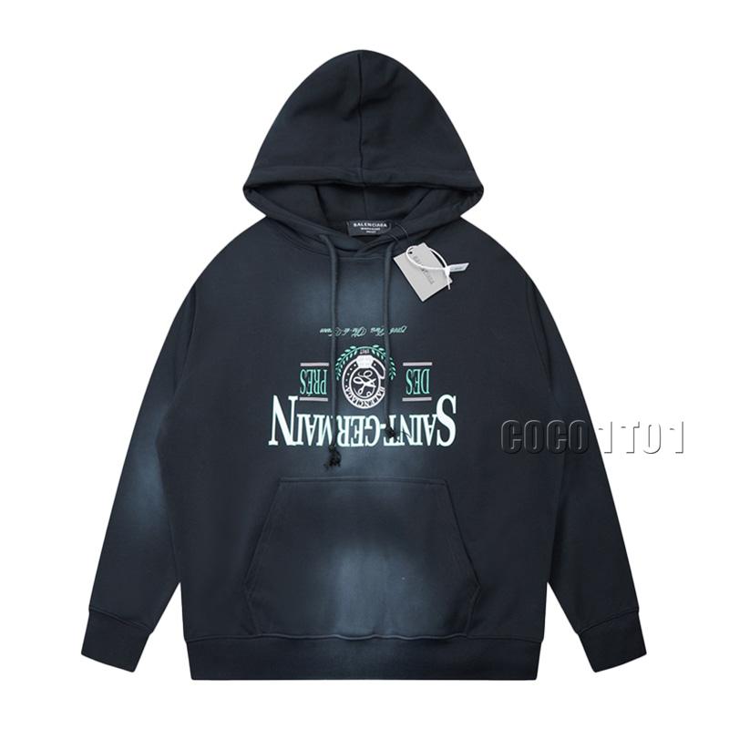 Balenciaga Graffiti Vintage Blue Wheat Scissors Hoodie Black