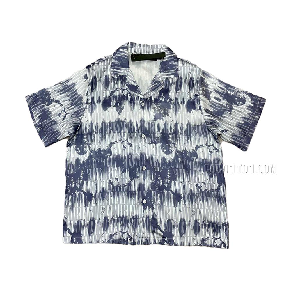 AMIRI New Silk Fabric Short-Sleeve T-Shirt with Silk Fabric Panel Positioning Print