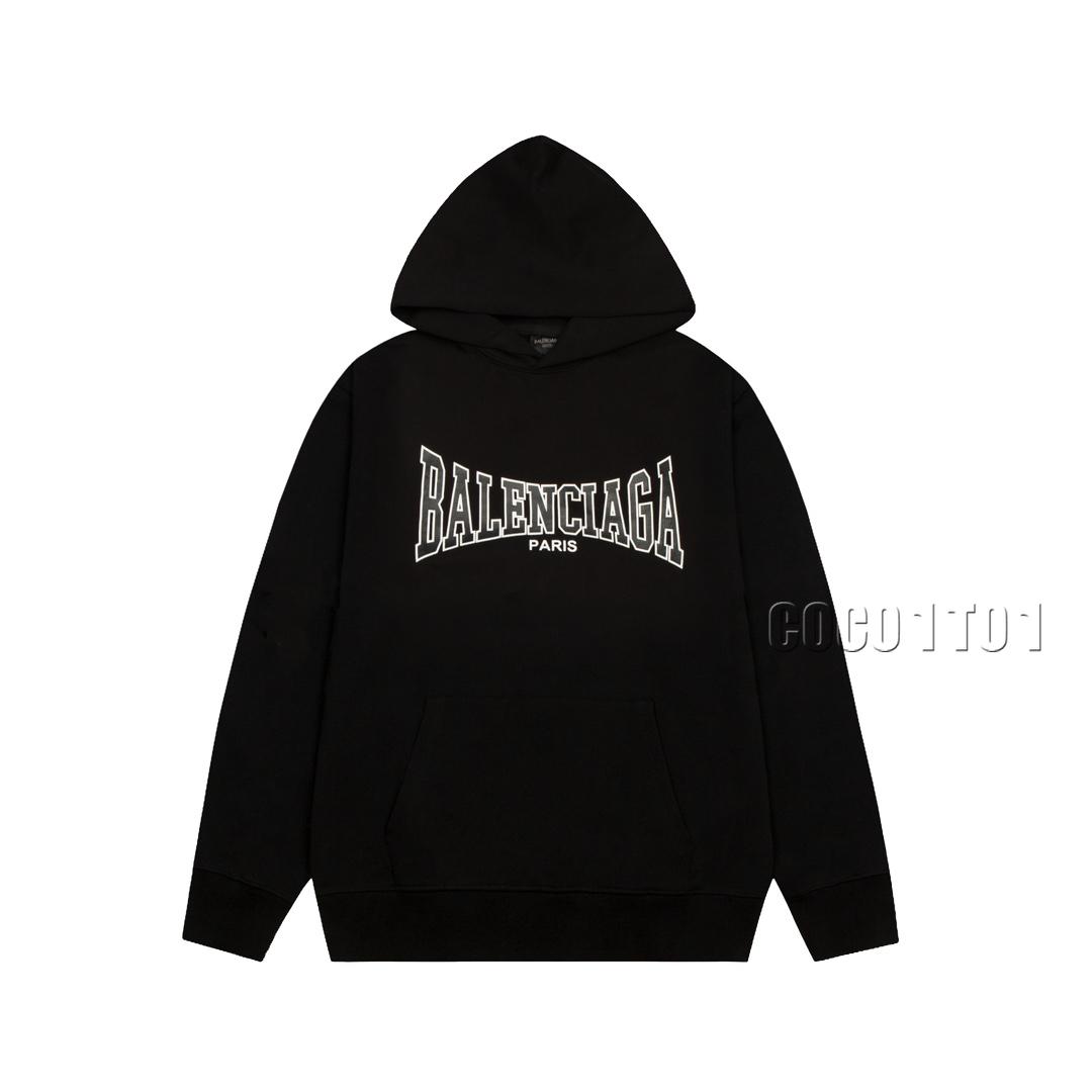 Balenciaga Boxing Series Distressed Print Letter Hoodie Black