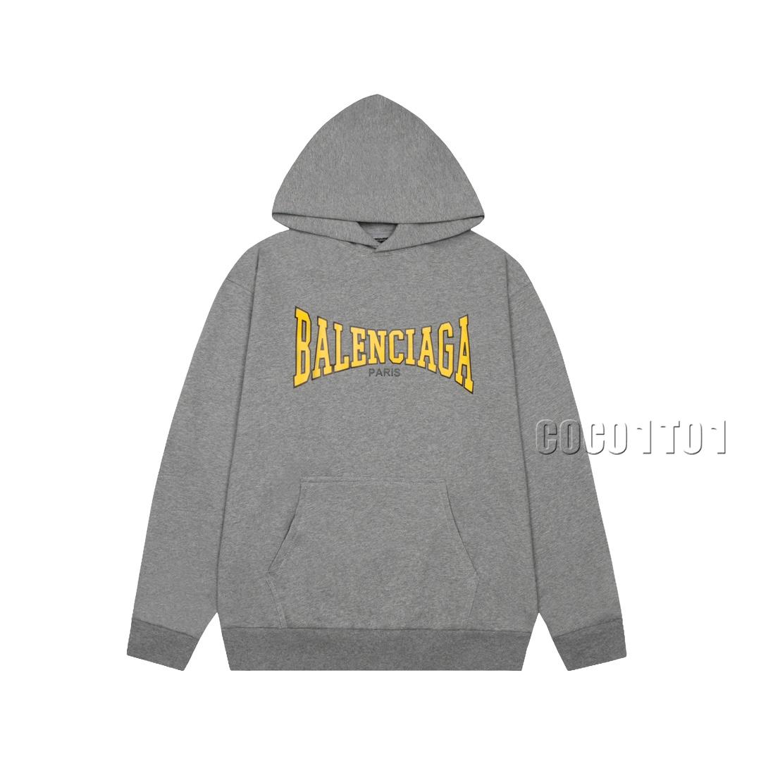 Balenciaga Boxing Series Distressed Print Letter Hoodie Gray