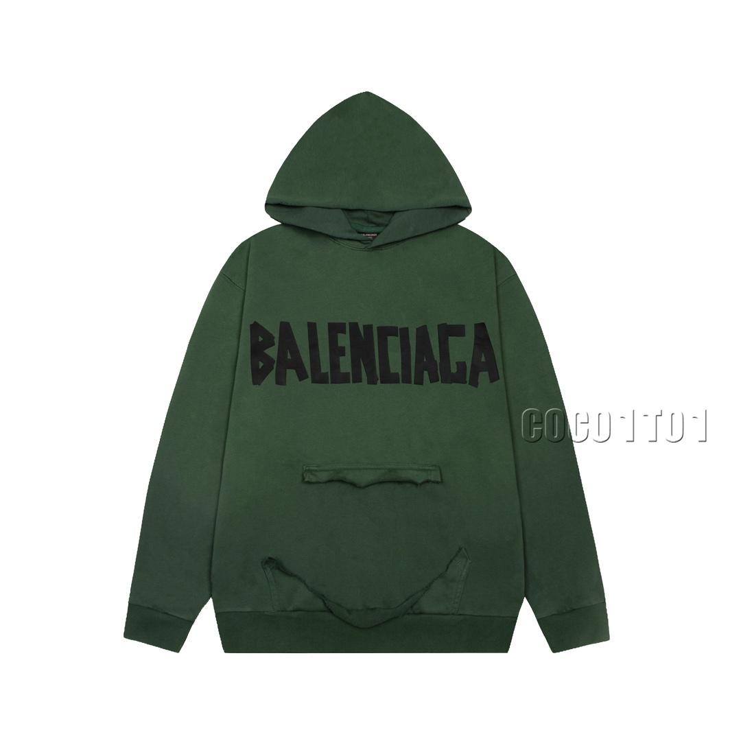 Balenciaga Distressed Tape Hoodie Green